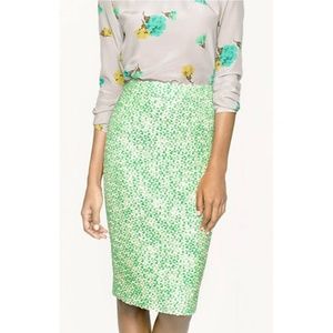 NWT J.Crew Spring Green Tweed Pencil Skirt